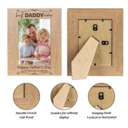 Personalised Wooden Daddy Picture Frame, Custom Engraved Father's Day Present, 4 Available Sizes - thumbnail 2