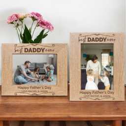 Personalised Wooden Daddy Picture Frame, Custom Engraved Father's Day Present, 4 Available Sizes