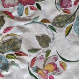 Pink & Green Flowers Abstract Hand Embroidery Wall Art - thumbnail 3