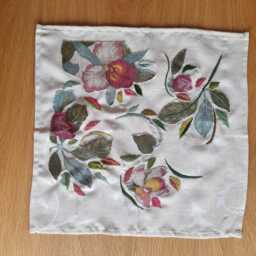 Pink & Green Flowers Abstract Hand Embroidery Wall Art - thumbnail 2