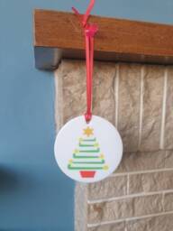 Hockey Sticks Themed Ceramic Christmas Tree Decoration