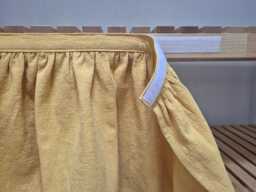 stone Washed Linen Hook & Loop Sink Skirt, Natural White For Bathroom, Utility Vanity Shelf Self Adhesive Skirt - thumbnail 1