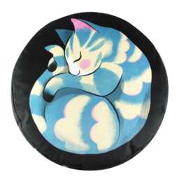 Cat Cushion - Small - Curled Up Kitten Blue Velvet Throw Pillow - thumbnail 2