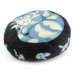 Cat Cushion - Small - Curled Up Kitten Blue Velvet Throw Pillow - thumbnail 3