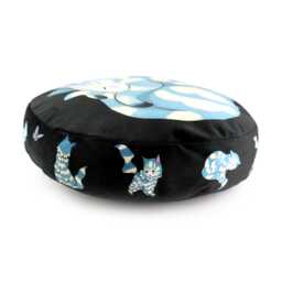Cat Cushion - Small - Curled Up Kitten Blue Velvet Throw Pillow - thumbnail 4