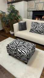 Fufu Zebra Animal Print Ottoman Footstool Coffee Table Pouffe Bench Chesterfield - thumbnail 1