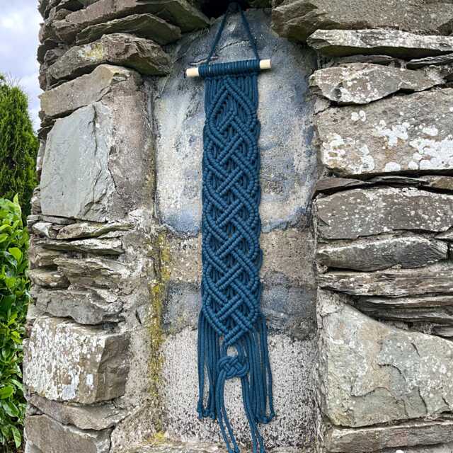 Celtic Braid Wall Hanging, Irish Tapestry in Peacock Blue, Made Ireland - image 1