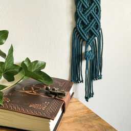 Celtic Braid Wall Hanging, Irish Tapestry in Peacock Blue, Made Ireland - thumbnail 4