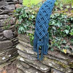 Celtic Braid Wall Hanging, Irish Tapestry in Peacock Blue, Made Ireland - thumbnail 2