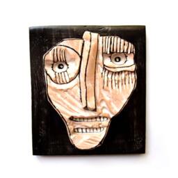 Creepy Ceramic Face Mask Black & White Wall Sculpture By 99Heads - thumbnail 2