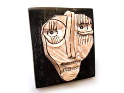 Creepy Ceramic Face Mask Black & White Wall Sculpture By 99Heads - thumbnail 1