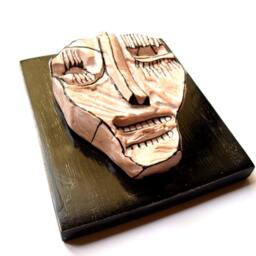 Creepy Ceramic Face Mask Black & White Wall Sculpture By 99Heads - thumbnail 4