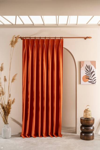 Triple Pleated Linen Curtains Custom Size Living Room Drapes, Japanese Curtain - image 1