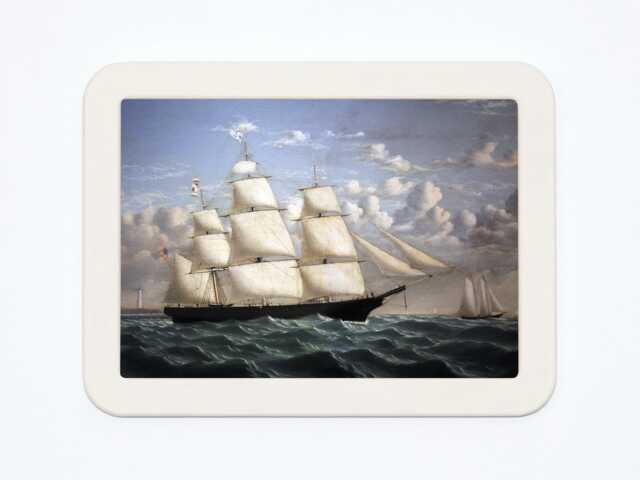 Clipper Ship Northern Light William Bradford Sea Boats Boating Sky Clouds Classic Painting Wooden Framed Art Print - image 1