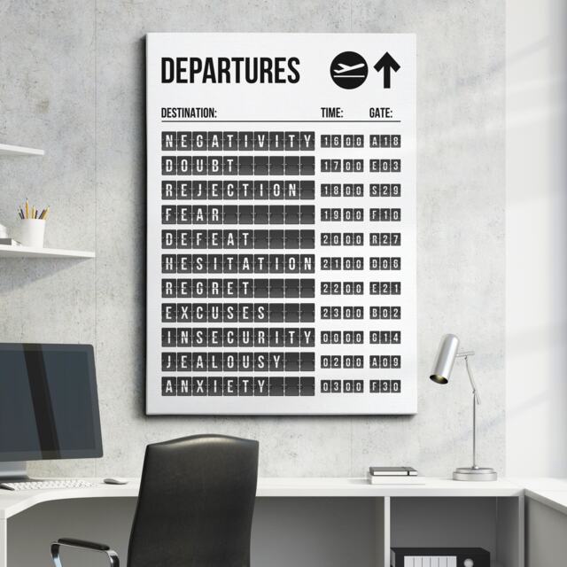 Departures Success List Board Quotes Motivational Inspirational, Framed Canvas Wall Art Poster Print, Home Office & Room Decor, Gift Idea - image 1