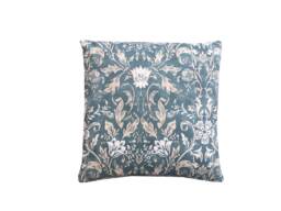 William Morris Rococo Floral Cushion Cover Teal Blue Linen Pillow Sham - thumbnail 1