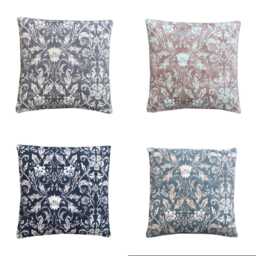 William Morris Rococo Floral Cushion Cover Teal Blue Linen Pillow Sham - thumbnail 2