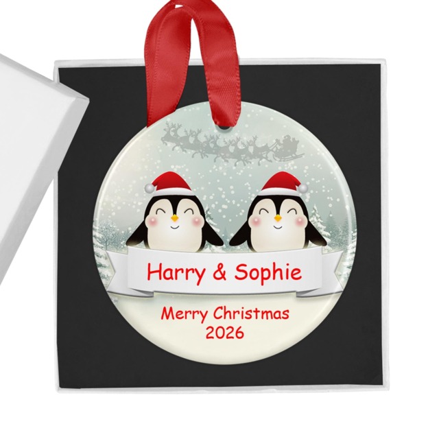 Couples Personalised Christmas 2026 Ornament, Custom Xmas Bauble, Gift For Her Him, First Together, Couple Holiday Decor - image 1