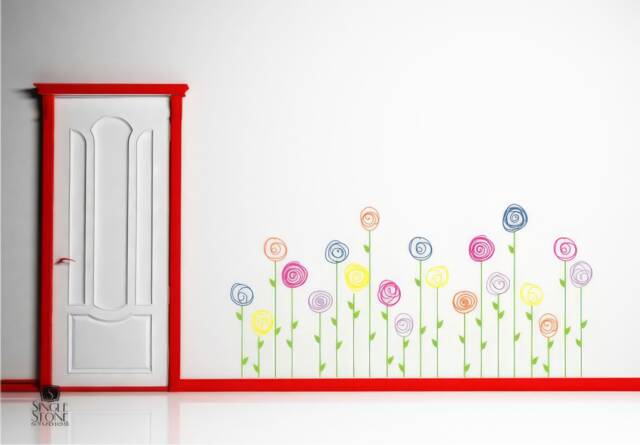 Doodle Flower Garden Wall Decals Whimsical Nursery Decor - image 1
