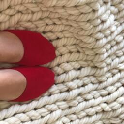 Chunky Knit Blanket, Giant Wool Blanket Merino Arm Knitting Chunky Yarn Throw, Ivory White Christmas Gift Home Decore - thumbnail 3