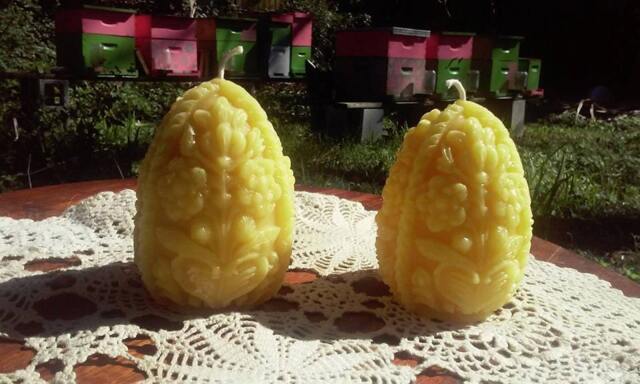 Pure Beeswax Candle. Faberge Egg Shape. 2.5x3.25 Inches. Unbleached Cotton Wicking. Hand Poured. Unscented. 100% Pure Beeswax - image 1