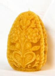 Pure Beeswax Candle. Faberge Egg Shape. 2.5x3.25 Inches. Unbleached Cotton Wicking. Hand Poured. Unscented. 100% Pure Beeswax - thumbnail 3