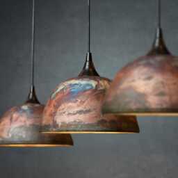 Custom Raku Ceramic Pendant Light Matte Peacock Kitchen Lighting - thumbnail 2
