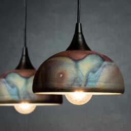 Custom Raku Ceramic Pendant Light Matte Peacock Kitchen Lighting - thumbnail 3
