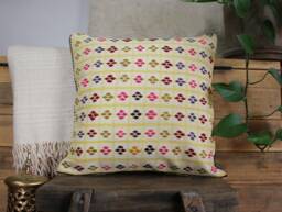 40cm - 16In Vintage Kilim Cushion Cover Handwoven - Authentic Pillow Hand Spun Wool Turkish