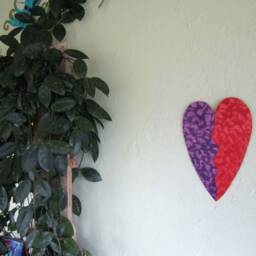Recycled Metal Heart Wall Art Sculpture Red, Orange, Purple - 8x14 - thumbnail 3