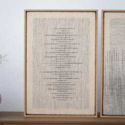 Woven Wall Tapestry Set - Elegant Framed Art Oak Minimalist Decor Modern Textile Mist Triptych - thumbnail 4