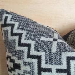 Kiva Steps Wool Pillow Cover, Black & White Southwestern Cover - Made To Order - thumbnail 3