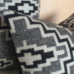 Kiva Steps Wool Pillow Cover, Black & White Southwestern Cover - Made To Order - thumbnail 2