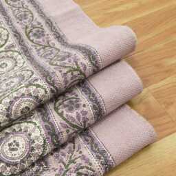 Hand Block Printed Mandala Rug, Light Purple Cotton Boho Carpet - thumbnail 3