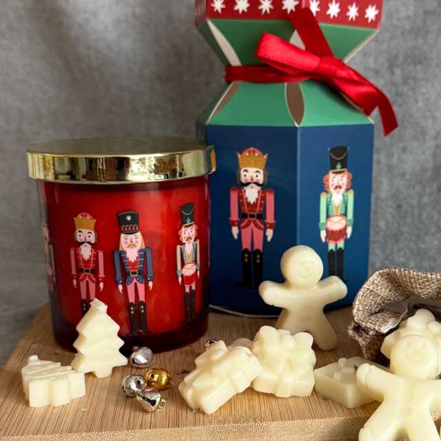 Nutcracker Christmas Candle & Wax Melts Gift Set - Festive Spice Soy in Cracker Box For Her Holiday Home Decor - image 1