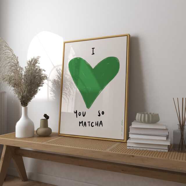 I Love You So Matcha Art Print, Trendy Retro Wall Decor - image 1