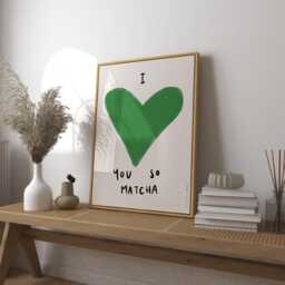 I Love You So Matcha Art Print, Trendy Retro Wall Decor - thumbnail 1