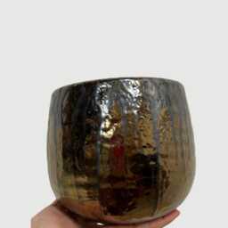 Gold Ceramic Plant Pot Handmade Indoor Planter, D15cm-D26cm - thumbnail 3