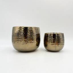 Gold Ceramic Plant Pot Handmade Indoor Planter, D15cm-D26cm - thumbnail 2