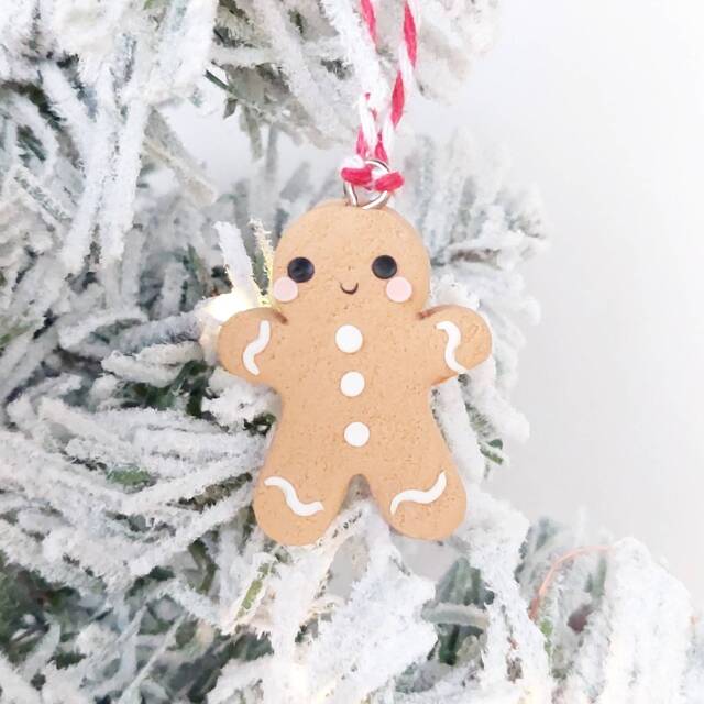 Adorable Gingerbread Christmas Tree Decoration - Handmade Polymer Clay Ornament, Cute Holiday Gift For - image 1
