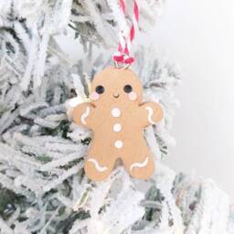 Adorable Gingerbread Christmas Tree Decoration - Handmade Polymer Clay Ornament, Cute Holiday Gift For - thumbnail 1