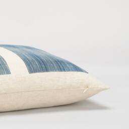 Vintage Hmong Indigo Batik Pillow Cover Rustic Hemp Cushion, 20x20 - thumbnail 4
