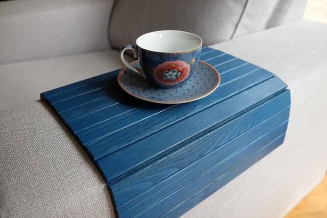 Ottoman Tray Blue, Laptop Wood, Sofa Table, But First Coffee, Wood Macbook Stand, Wood End Table, Coffee Table - image 1