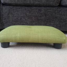 Handmade Green Upholstered Footstool Small Under Desk Ottoman - thumbnail 4