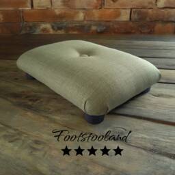 Handmade Green Upholstered Footstool Small Under Desk Ottoman - thumbnail 1