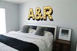 Initials Light Up Illuminated Effect Letters Trendy Wall Sticker Decal Art Graphic Couple