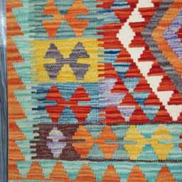 Multicolour Rug, Handmade Artisan Afghan Turkish Scandinavian Navajo Bohemian Flatweave Wool Kilim 154x100 cm - thumbnail 4