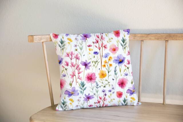 Wild Flowers Cushion Cover Home Decor Meadow Pillow - image 1