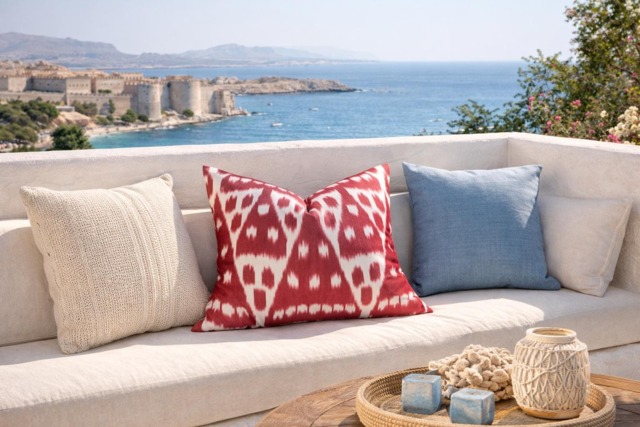 Handwoven Silk Ikat Pillow Cover - 20x20 - image 1