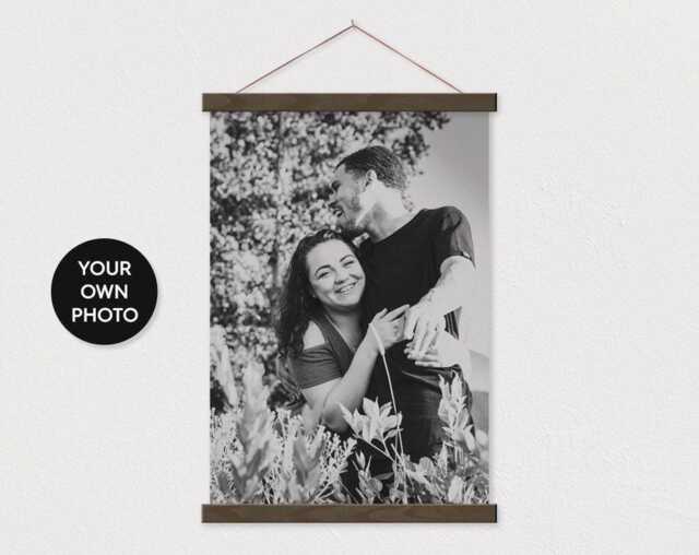 Custom Black & White Photo Printed On Canvas With Wood Poster Scroll Frame - Your Own Photo - Family Room Decor - Photo-Pix - image 1